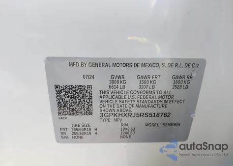 2024 Honda Prologue Touring из США, поврежденный, VIN 3GPKHXRJ5RS518762